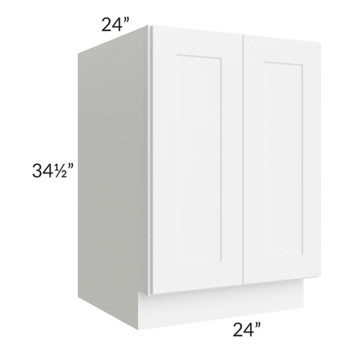 RTA Brilliant White Shaker 24" Full Height Door Base Cabinet with 2 Rollout Trays