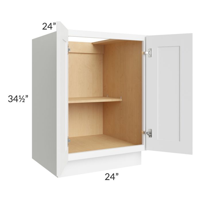 RTA Brilliant White Shaker 24" Full Height Door Base Cabinet