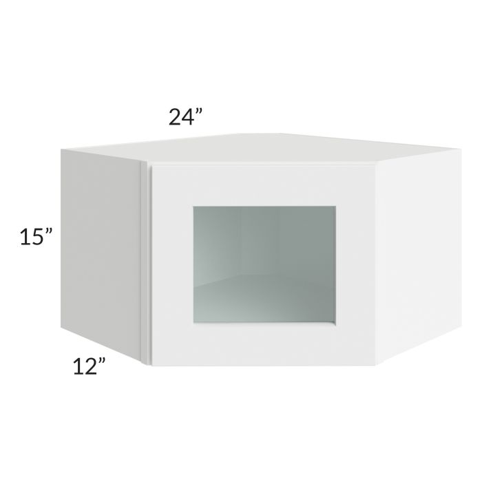 RTA Brilliant White Shaker 24" x 15" Decorative Wall Diagonal Corner Cabinet with 1 Decorative END Panel
