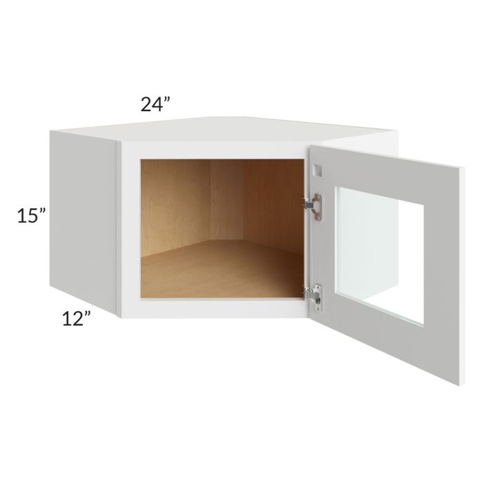 RTA Brilliant White Shaker 24" x 15" Decorative Wall Diagonal Corner Cabinet with 1 Decorative END Panel