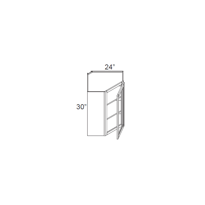 RTA Brilliant White Shaker 24" x 30" Wall Diagonal Corner Cabinet (Prepped for Glass Doors)