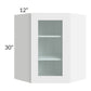 RTA Brilliant White Shaker 24" x 30" Wall Diagonal Corner Cabinet with 2 Decorative END Panels (Prepped for Glass Doors)