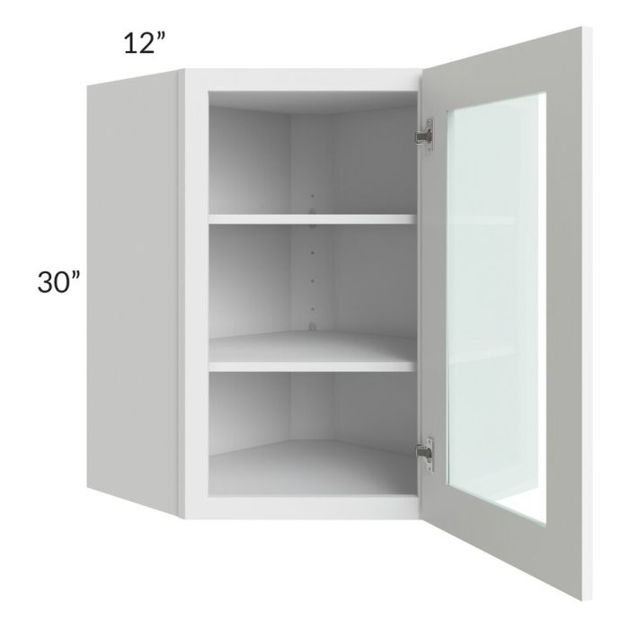 RTA Brilliant White Shaker 24" x 30" Wall Diagonal Corner Cabinet with 2 Decorative END Panels (Prepped for Glass Doors)