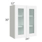 RTA Brilliant White Shaker 24" x 30" Wall Glass Door Cabinet with 2 Decorative END Panels (Prepped for Glass Doors)