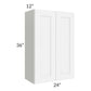 RTA Brilliant White Shaker 24" x 36" High Double Door Wall Cabinet