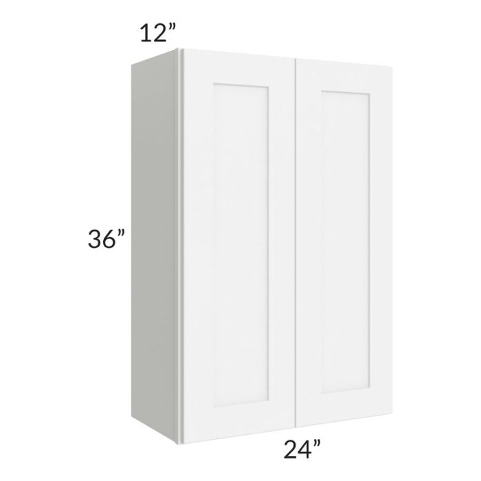 RTA Brilliant White Shaker 24" x 36" High Double Door Wall Cabinet