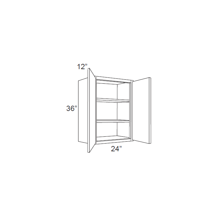 RTA Brilliant White Shaker 24" x 36" High Double Door Wall Cabinet