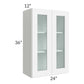 RTA Brilliant White Shaker 24" x 36" Wall Glass Door Cabinet with 1 Decorative END Panel (Prepped for Glass Doors)