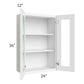RTA Brilliant White Shaker 24" x 36" Wall Glass Door Cabinet with 1 Decorative END Panel (Prepped for Glass Doors)