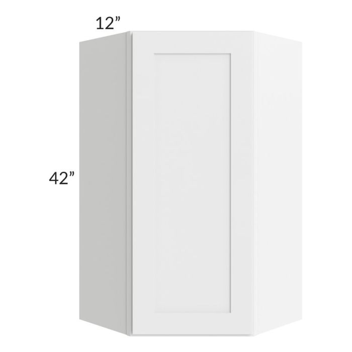 RTA Brilliant White Shaker 24" x 42" Wall Diagonal Corner Cabinet with 2 Decorative END Panels