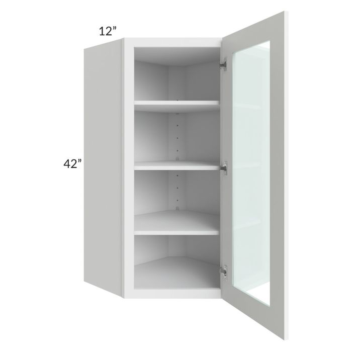 RTA Brilliant White Shaker 24" x 42" Wall Diagonal Corner Cabinet with 2 Decorative END Panels (Prepped for Glass Doors)