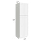 RTA Brilliant White Shaker 24" x 84" x 24" Wall Pantry Cabinet with 1 Decorative End Panel and 2 Rollout Trays