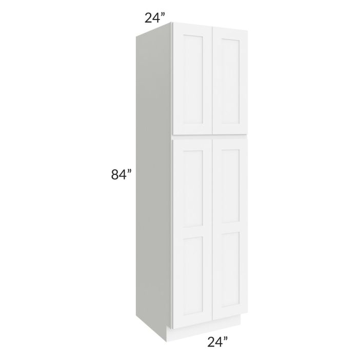 RTA Brilliant White Shaker 24" x 84" x 24" Wall Pantry Cabinet with 3 Rollout Trays