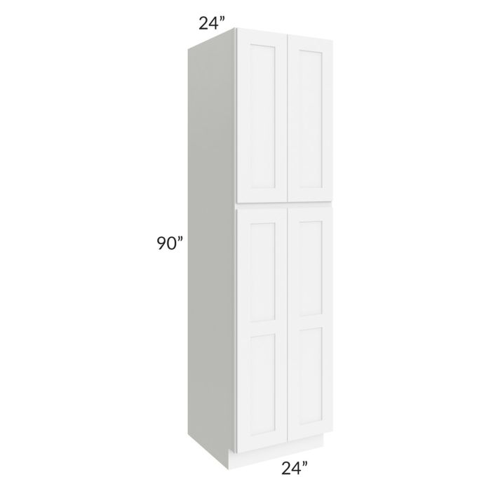 RTA Brilliant White Shaker 24" x 90" x 24" Wall Pantry Cabinet with 1 Decorative End Panel