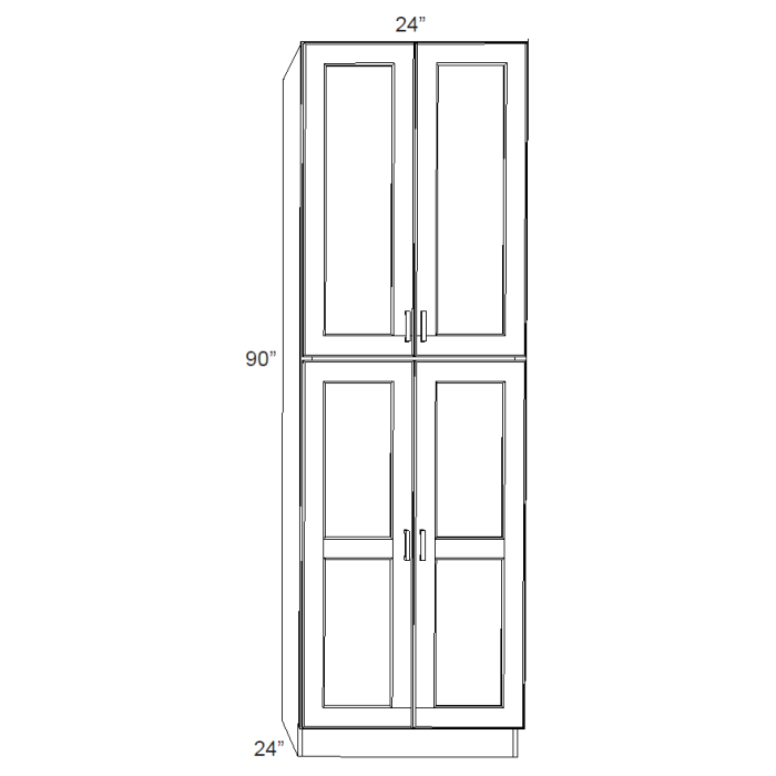 RTA Brilliant White Shaker 24" x 90" x 24" Wall Pantry Cabinet with 3 Rollout Trays