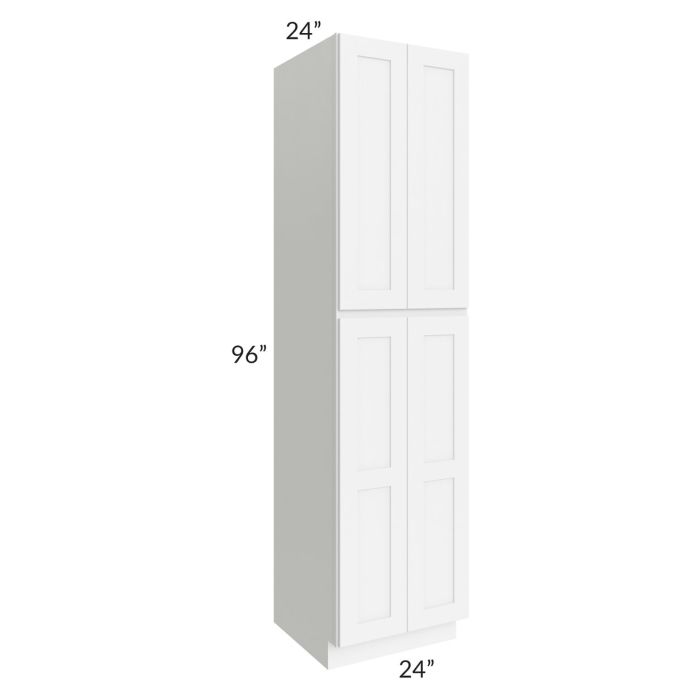 RTA Brilliant White Shaker 24" x 96" x 24" Wall Pantry Cabinet with 2 Decorative End Panels