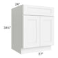 RTA Brilliant White Shaker 27" Base Cabinet with 1 Decorative END Panel and 1 Roll Out Tray