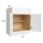 RTA Brilliant White Shaker 27" Base Cabinet with 1 Decorative END Panel and 1 Roll Out Tray