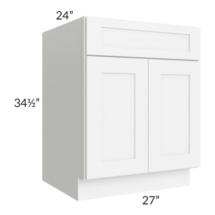 RTA Brilliant White Shaker 27" Base Cabinet with 1 Decorative END Panel and 2 Roll Out Tray