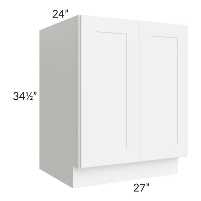 RTA Brilliant White Shaker 27" Full Height Door Base Cabinet