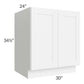 RTA Brilliant White Shaker 30" Full Height Door Base Cabinet
