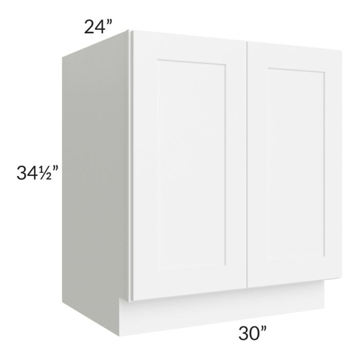 RTA Brilliant White Shaker 30" Full Height Door Base Cabinet