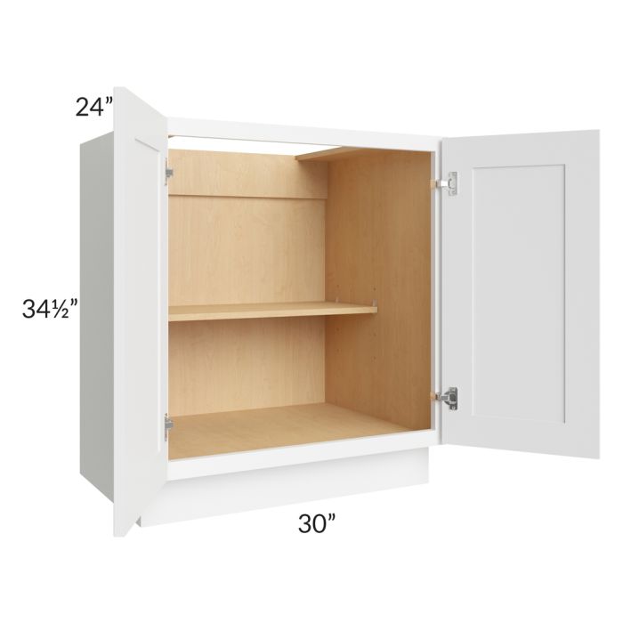 RTA Brilliant White Shaker 30" Full Height Door Base Cabinet