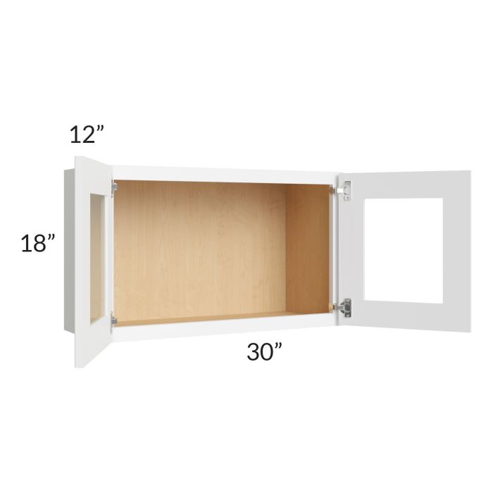 RTA Brilliant White Shaker 30" x 18" Decorative Wall Cabinet with 2 Decorative END Panels
