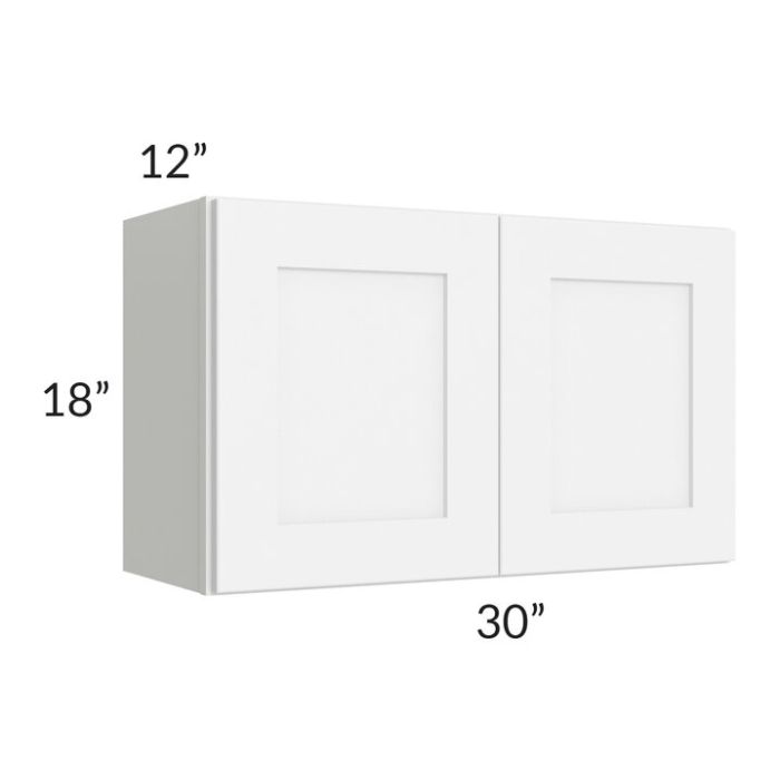 RTA Brilliant White Shaker 30" x 18" Wall Cabinet with 1 Decorative END Panel