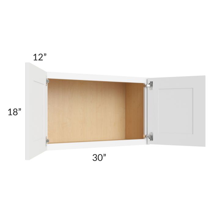 RTA Brilliant White Shaker 30" x 18" Wall Cabinet with 1 Decorative END Panel