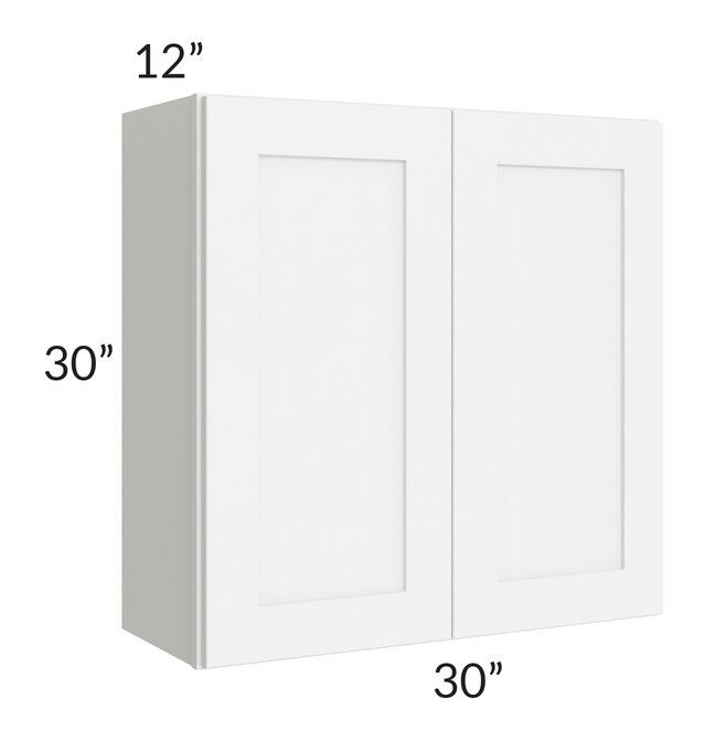 RTA Brilliant White Shaker 30" x 30" High Double Door Wall Cabinet