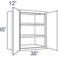 RTA Brilliant White Shaker 30" x 30" High Double Door Wall Cabinet