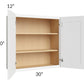 RTA Brilliant White Shaker 30" x 30" High Double Door Wall Cabinet