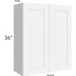 RTA Brilliant White Shaker 30" x 36" High Double Door Wall Cabinet