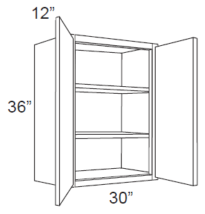 RTA Brilliant White Shaker 30" x 36" High Double Door Wall Cabinet