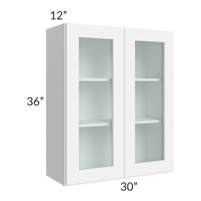 RTA Brilliant White Shaker 30" x 36" Wall Glass Door Cabinet (Prepped for Glass Doors)