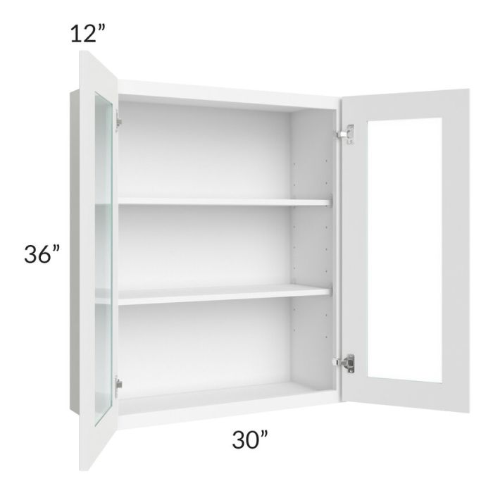 RTA Brilliant White Shaker 30" x 36" Wall Glass Door Cabinet (Prepped for Glass Doors)