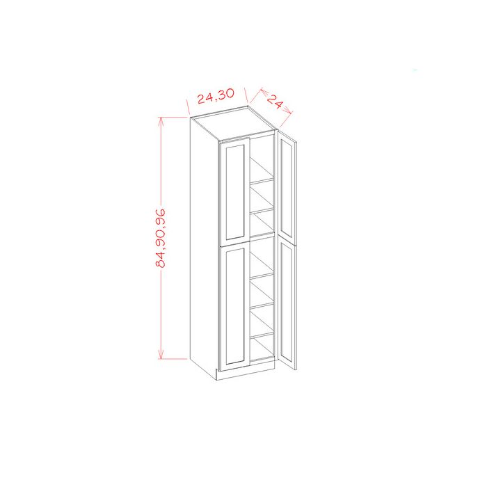 RTA Brilliant White Shaker 30" x 84" x 24" Wall Pantry Cabinet