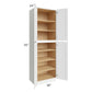 RTA Brilliant White Shaker 30" x 96" x 24" Wall Pantry Cabinet with 2 Decorative End Panel and 3 Rollout Trays