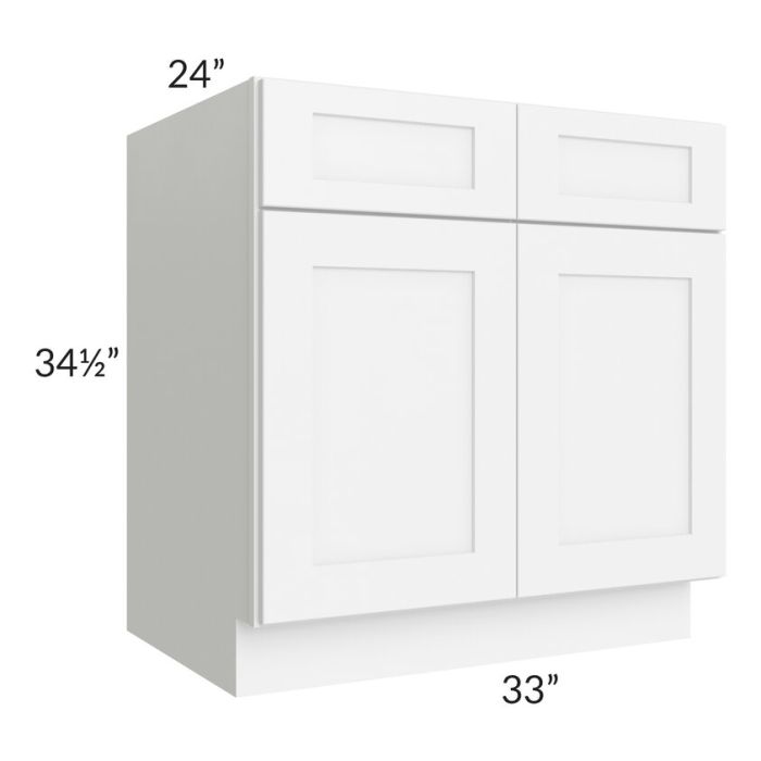 RTA Brilliant White Shaker 33" Base Cabinet with 2 Roll Out Trays