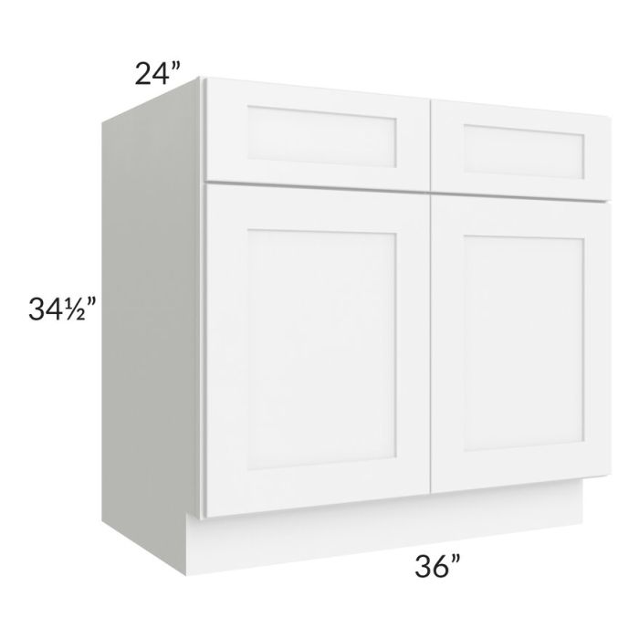 RTA Brilliant White Shaker 36" Base Cabinet with 1 Decorative END Panel