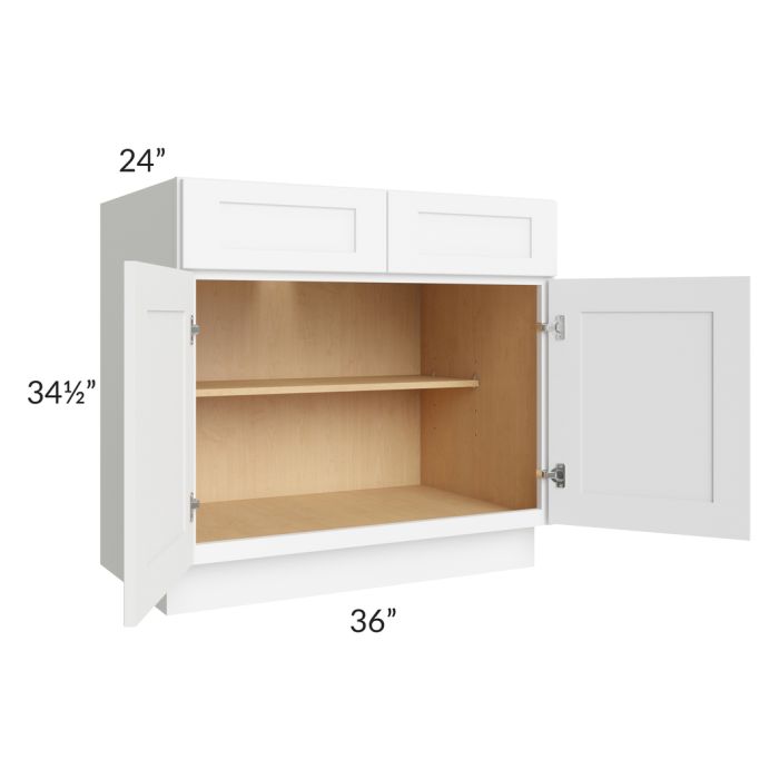 RTA Brilliant White Shaker 36" Base Cabinet with 1 Decorative END Panel