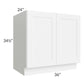 RTA Brilliant White Shaker 36" Full Height Door Base Cabinet with 2 Rollout Trays