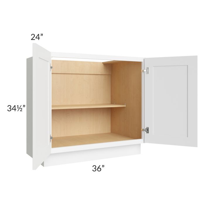 RTA Brilliant White Shaker 36" Full Height Door Base Cabinet