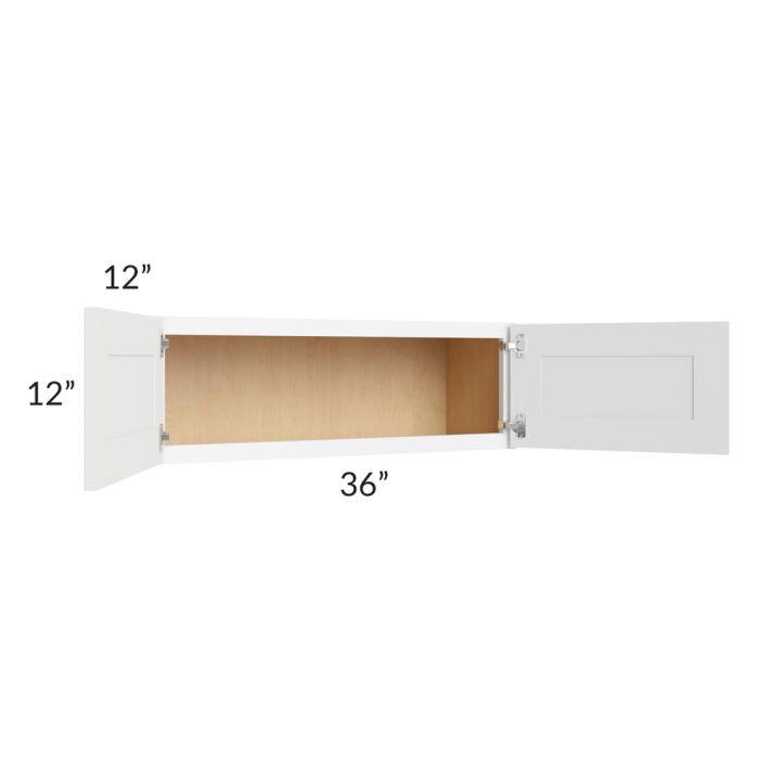 RTA Brilliant White Shaker 36" x 12" Wall Cabinet with 1 Decorative END Panel