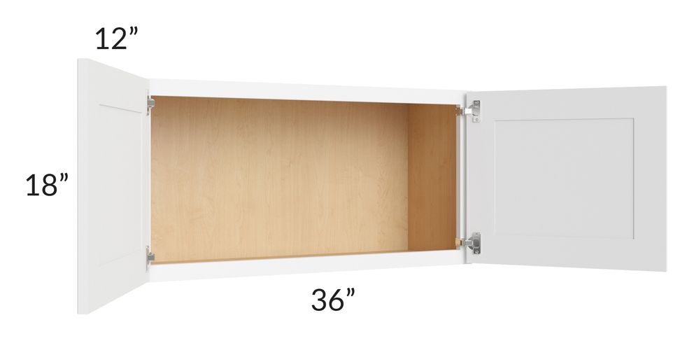 RTA Brilliant White Shaker 36" x 18" Wall Cabinet with 2 Decorative END Panels