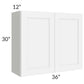 RTA Brilliant White Shaker 36" x 30" High Double Door Wall Cabinet