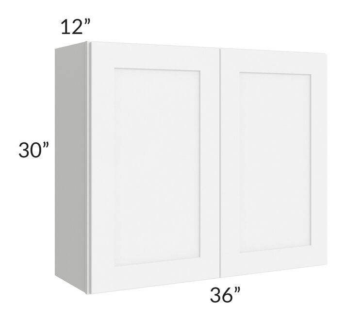 RTA Brilliant White Shaker 36" x 30" High Double Door Wall Cabinet