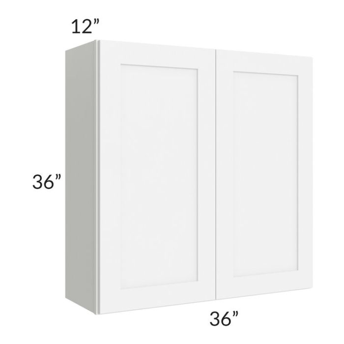 RTA Brilliant White Shaker 36" x 36" High Double Door Wall Cabinet