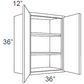 RTA Brilliant White Shaker 36" x 36" High Double Door Wall Cabinet